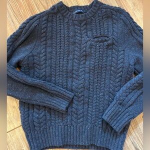 United By Blue Men's Navy Cable Knit Sweater Recycled Wool Size L